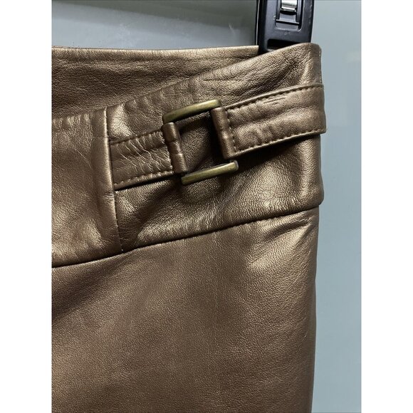 Cache Vintage 90s Y2K Metallic Bronze Copper Leather Soft Lambskin Pants Lined 6 - Picture 3 of 6